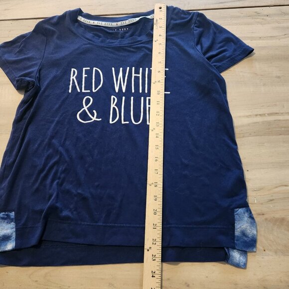 Rae Dunn T-Shirt Blue‎ "RED, WHITE & BLUE" Graphic Women Sz S USA Patriotic 4th - Picture 7 of 7